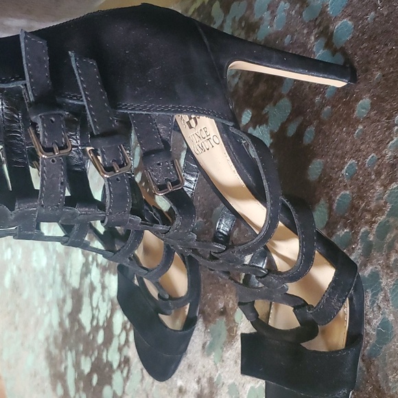 Vince Camuto Black Suede High Heel Gladiators - Picture 4 of 12